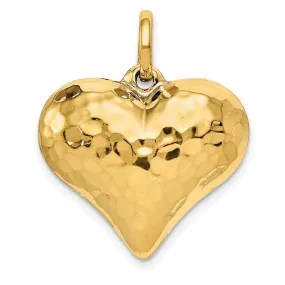 14K Gold Hammered 3-D Heart Pendant