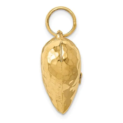 14K Gold Hammered 3-D Heart Pendant