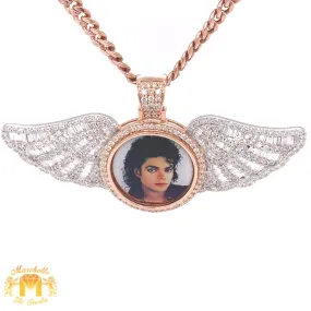 14k Gold Wings Memory Picture Diamond Pendant & Gold Chain Set