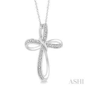 1/50 ctw Infinity Cross Round Cut Diamond Pendant With Chain in Silver