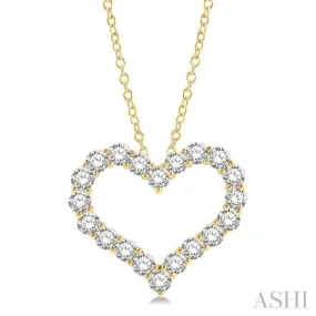 3 Ctw Heart Shape Round Cut Diamond Pendant With Chain in 14K Yellow Gold