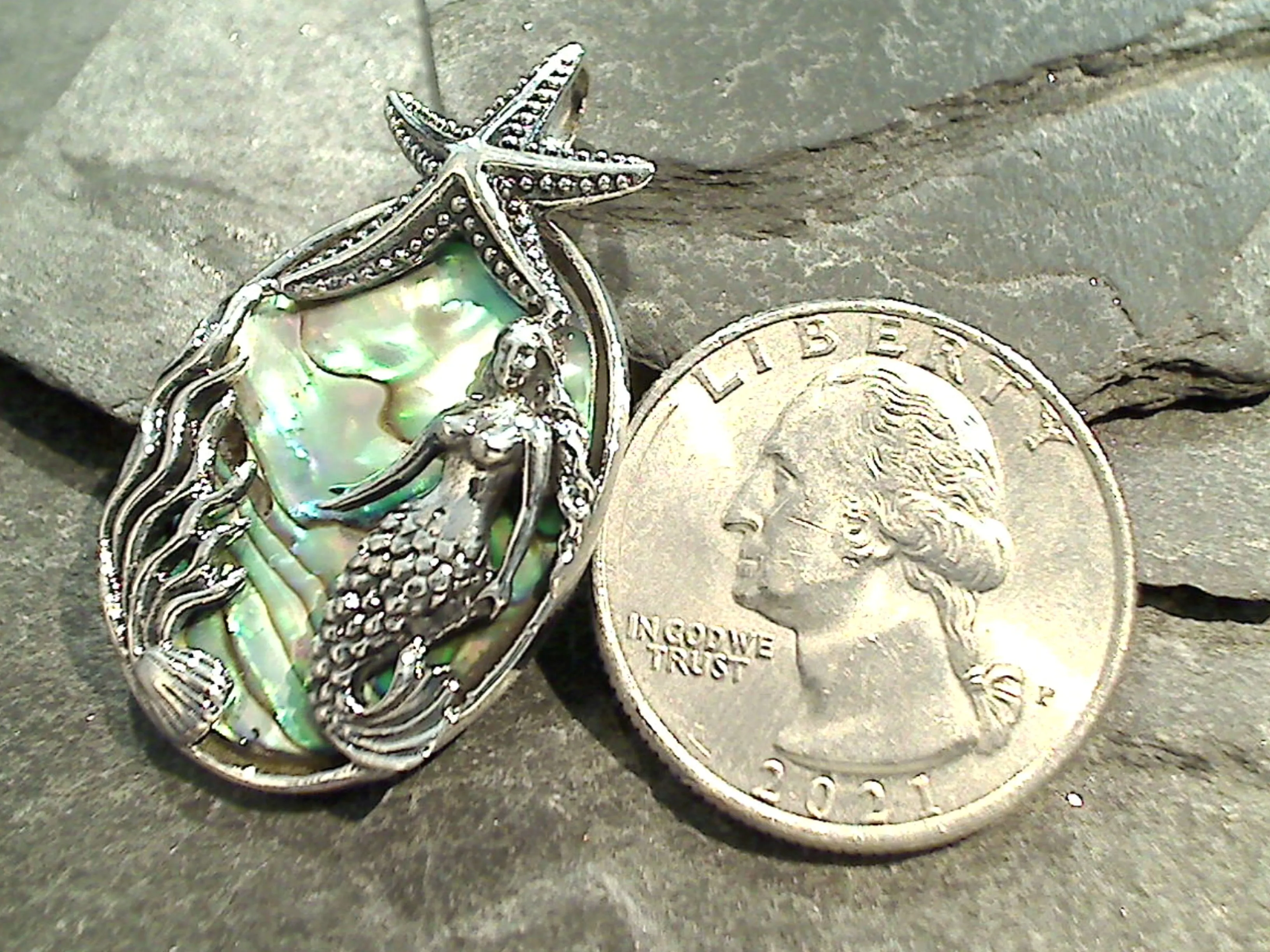 Abalone, Sterling Silver Sea Life Pendant