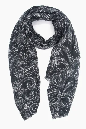 Ailidh Lightweight Scarf - Black, Paisley