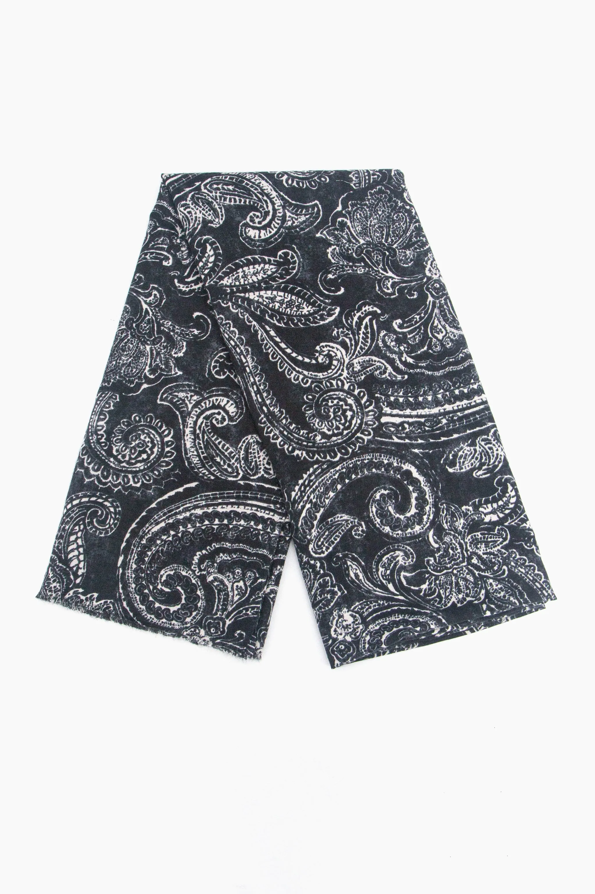 Ailidh Lightweight Scarf - Black, Paisley