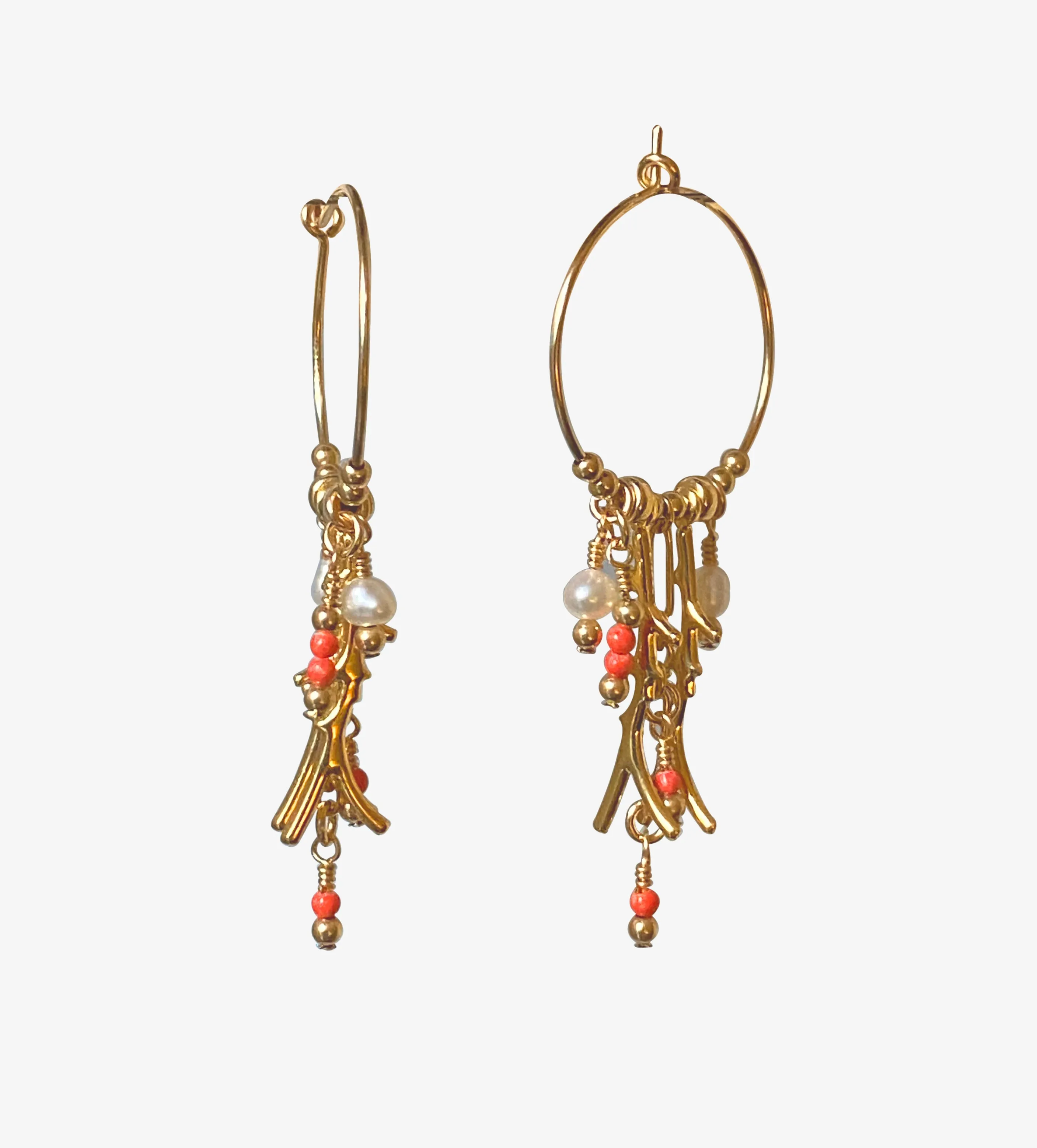 Ariel Hoops ~ Coral & Pearl