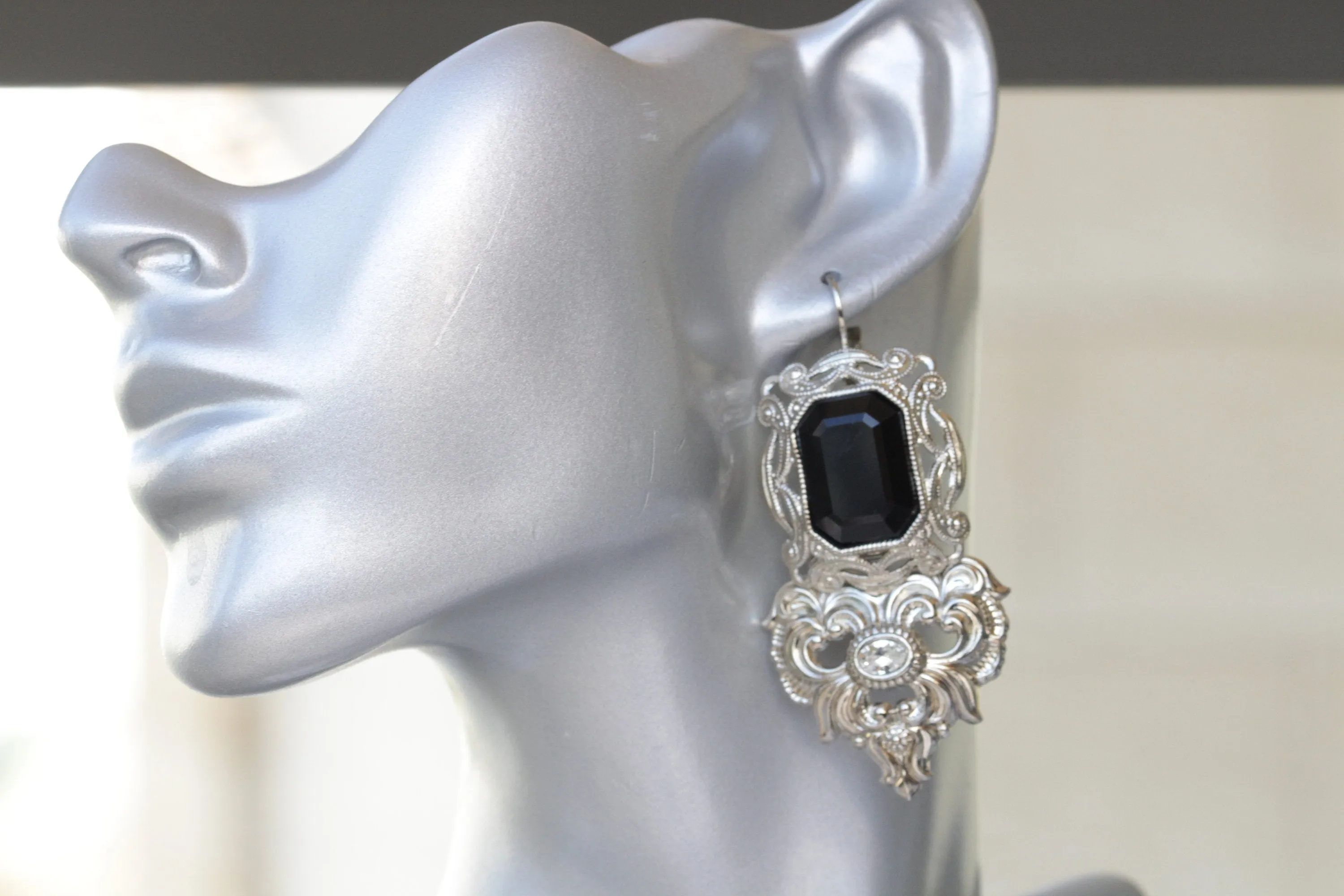 BLACK Filigree Earrings