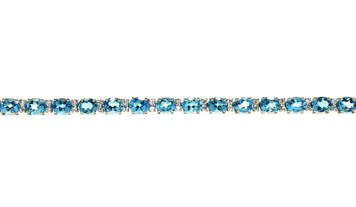 Blue Topaz and Cubic Zirconia Bracelet in Sterling Silver