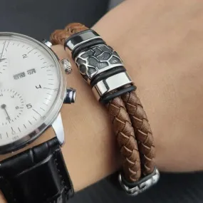 Bracelet motard homme Cuir/Acier