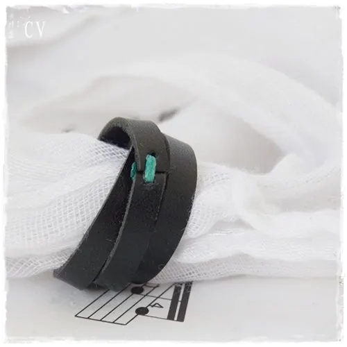 Braided Black Leather Ring