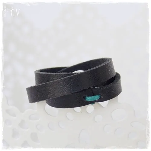Braided Black Leather Ring