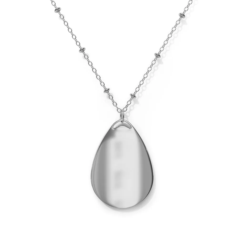 Cat Pattern Oval Necklace
