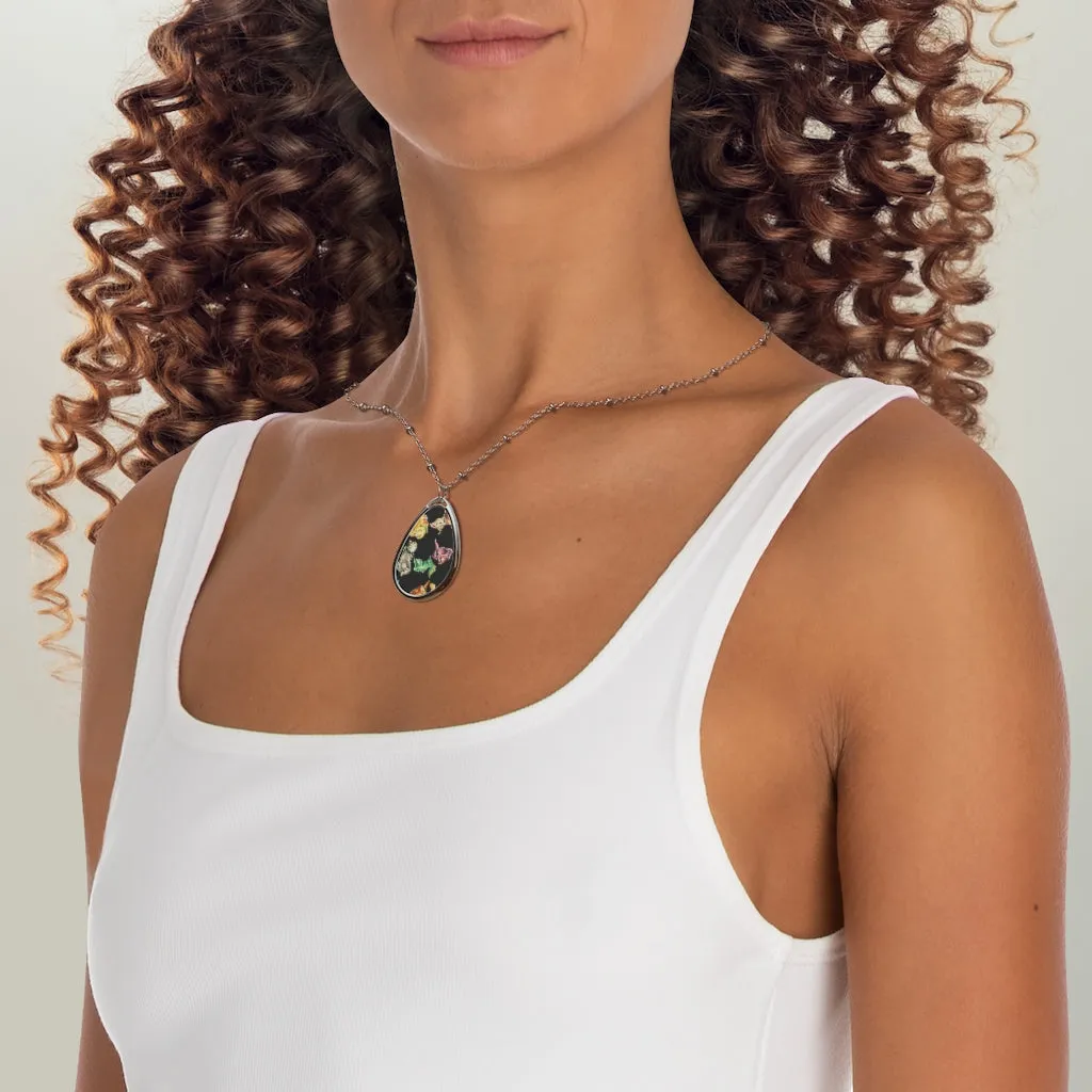 Cat Pattern Oval Necklace