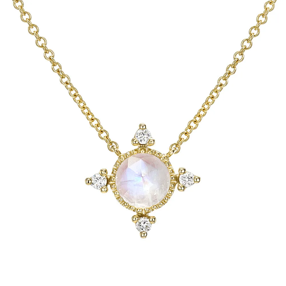 Compass Rainbow Moonstone Necklace