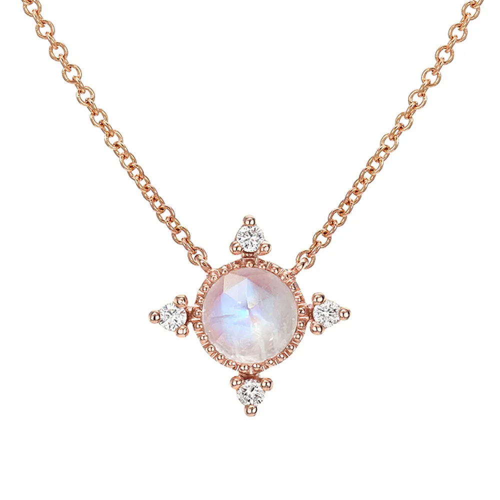 Compass Rainbow Moonstone Necklace