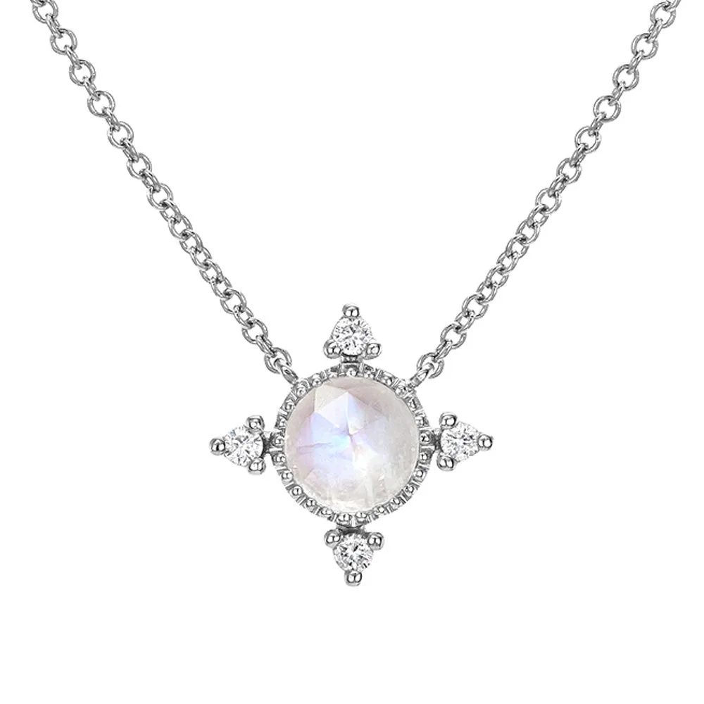 Compass Rainbow Moonstone Necklace