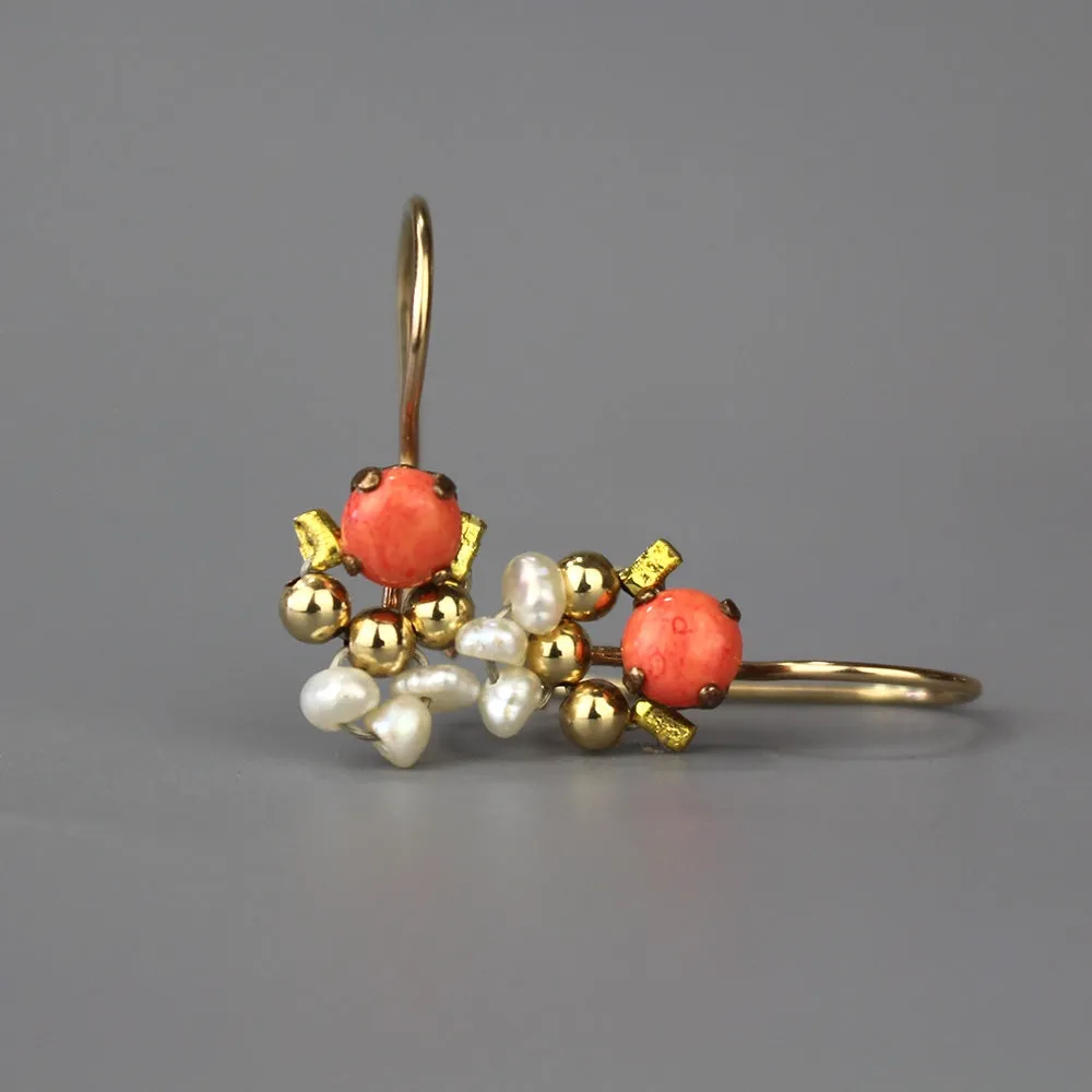 Coral Pearl Tikka Earrings
