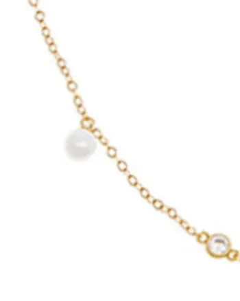 CZ Bezel X Dangling Pearl Choker Gold One Size | Gold