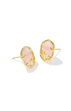 Daphne Coral Frame Stud Earrings