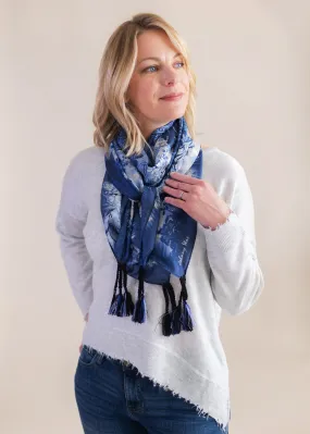 Denim Lace Square Silk Scarf | Johnny Was