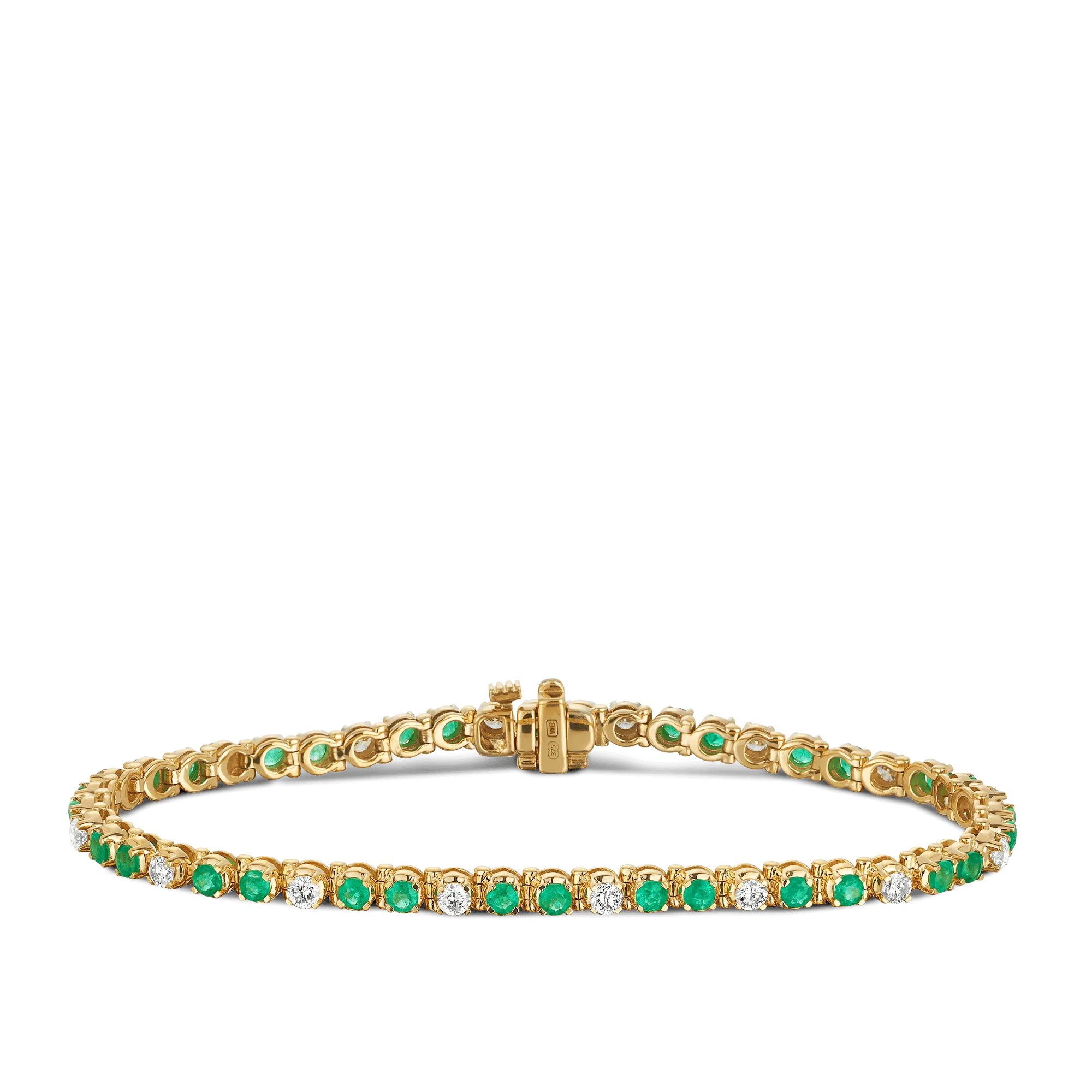 Emerald & Diamond Tennis Bracelet in 9ct Yellow Gold
