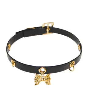 [EVERYBIRTHDAY] Seasonless Ribbon gold ring leather choker
