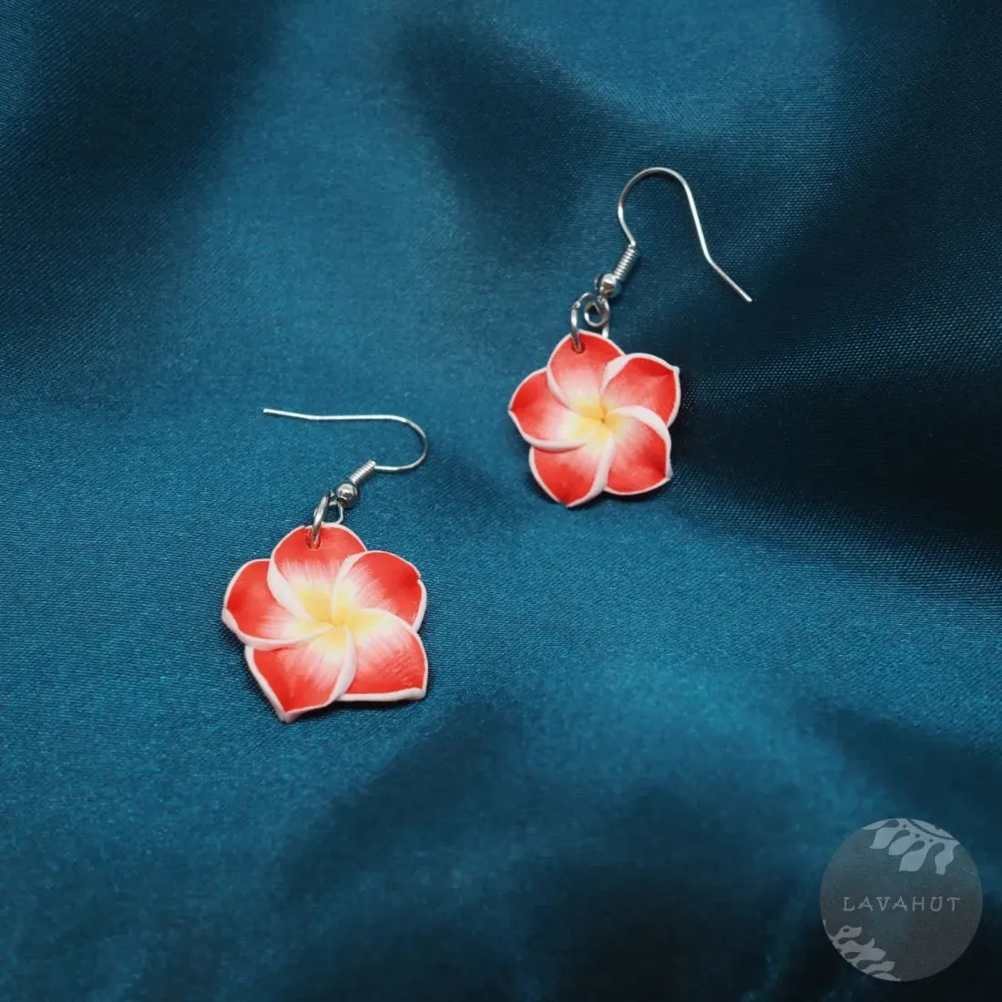 Flirty Plumeria Red Drop Earrings