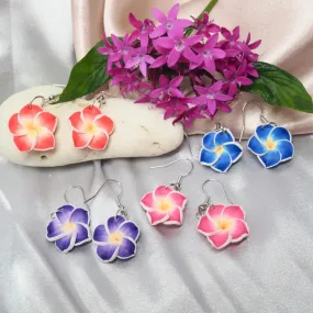 Flirty Plumeria Red Drop Earrings