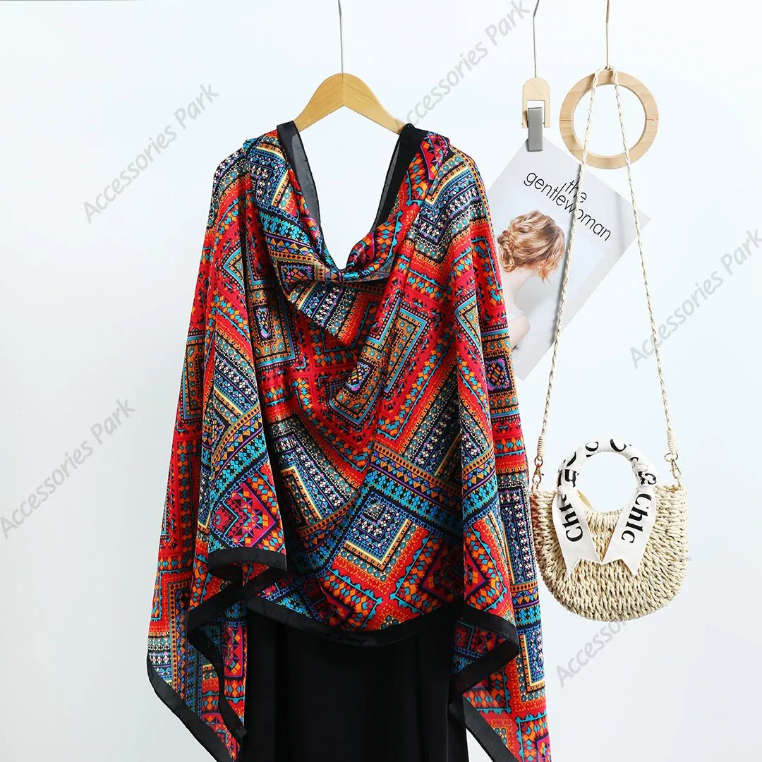 Geometric Pattern Women's Premium Quality Satin Silk Scarf