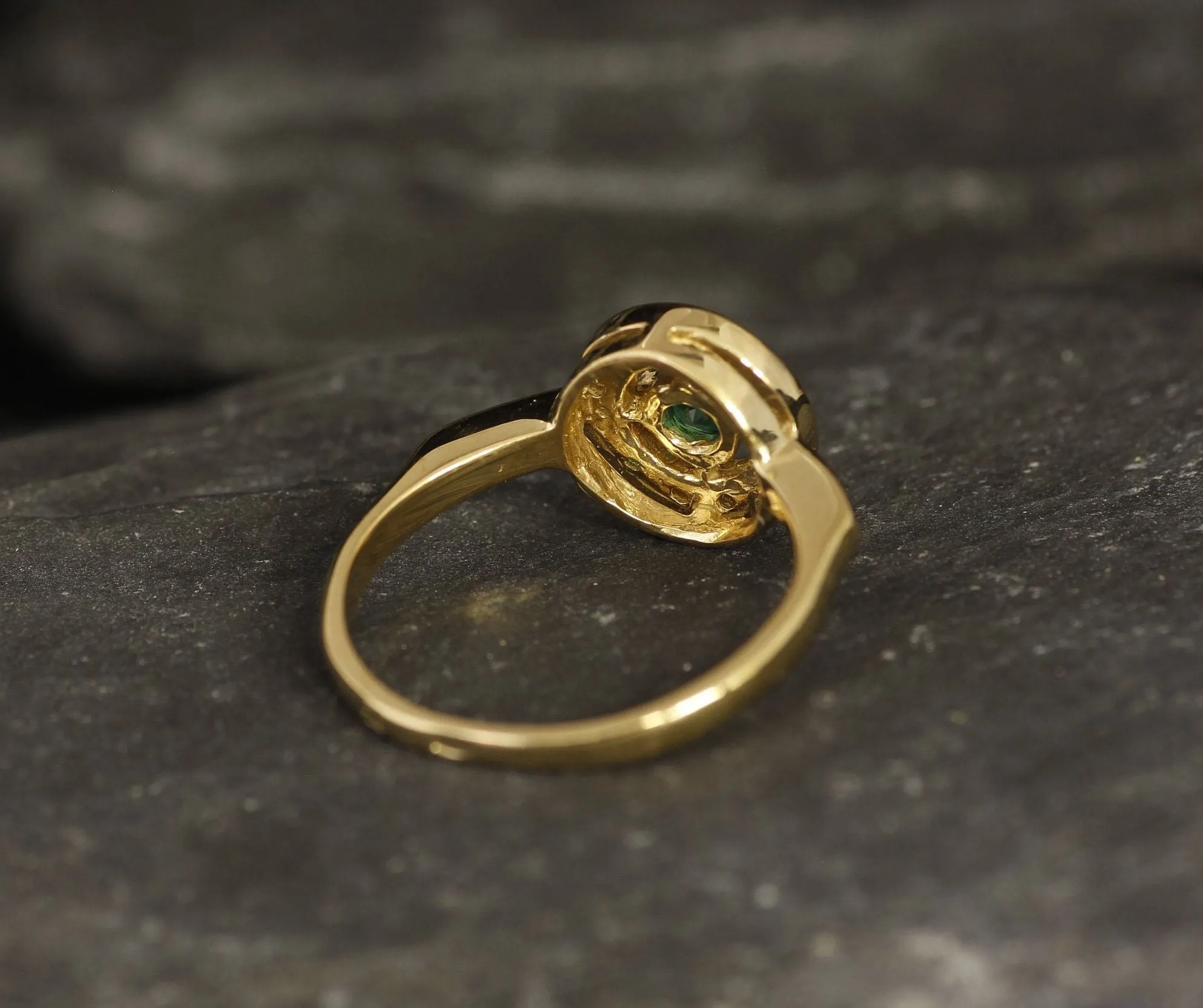 Gold Emerald Ring - Emerald Vintage Ring - Green Solitaire Ring