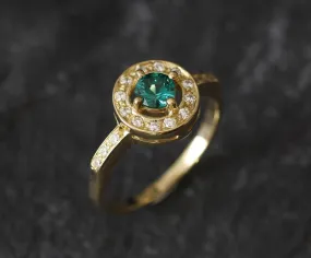 Gold Emerald Ring - Emerald Vintage Ring - Green Solitaire Ring