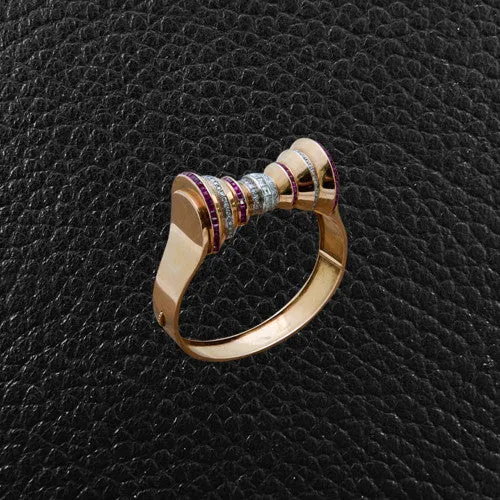 Gold Estate Bracelet with Rubies & Diamonds