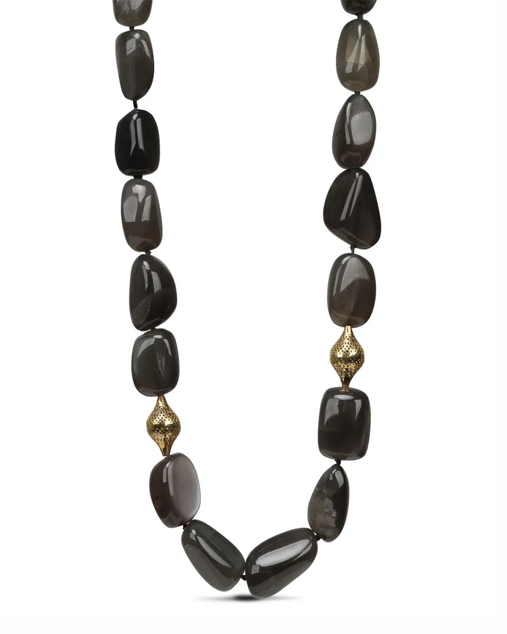 Grey Moonstone Beaded Necklace