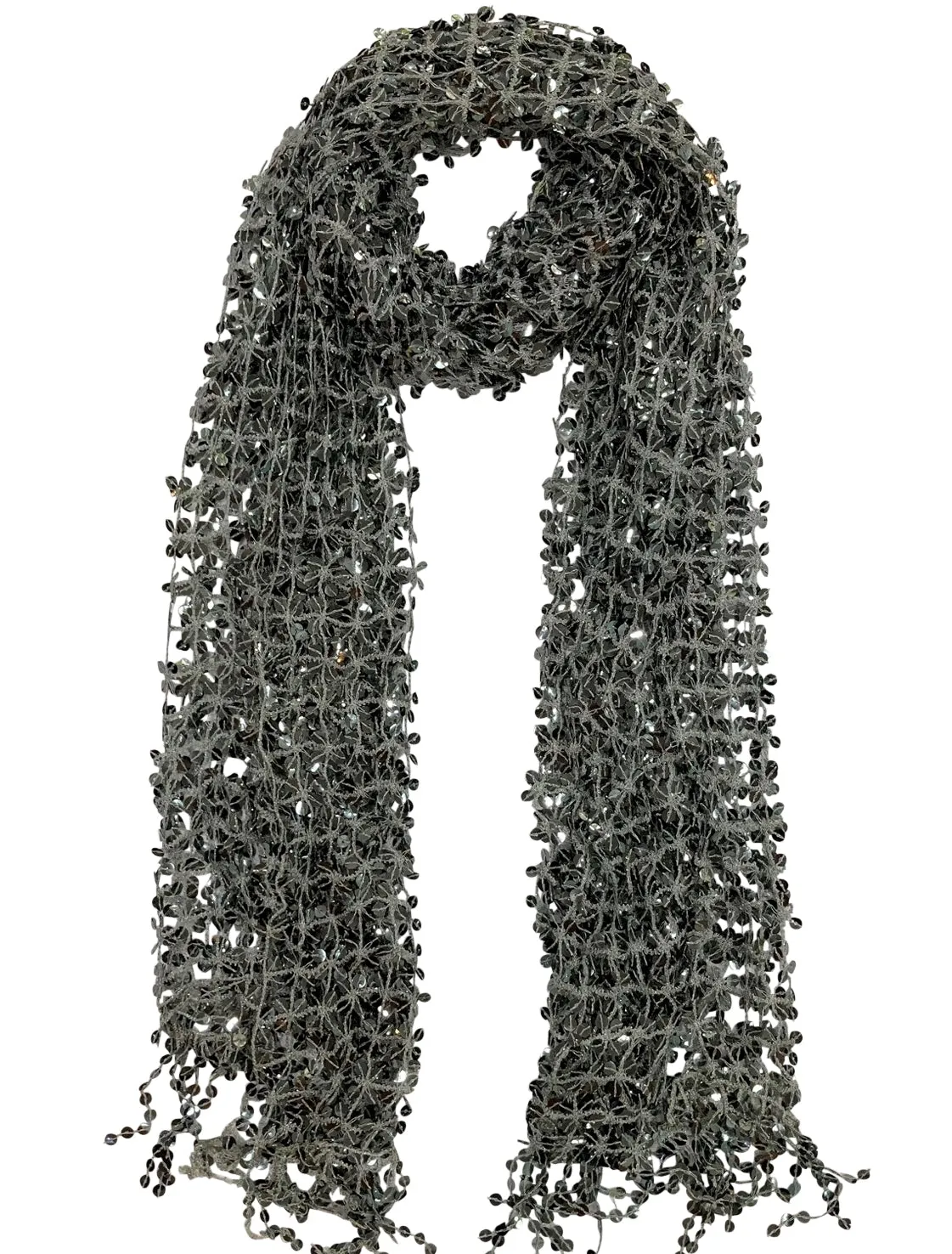 Grey Sequin Scarf