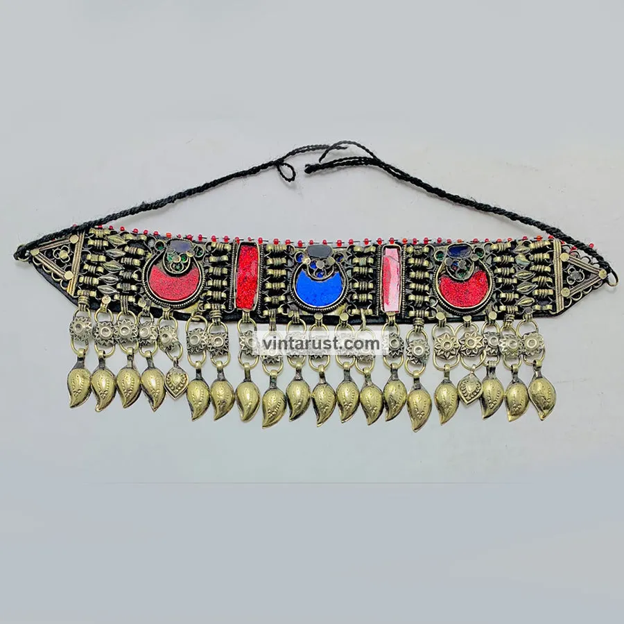 Handmade Choker Necklace With Dangling Leaf Tassels