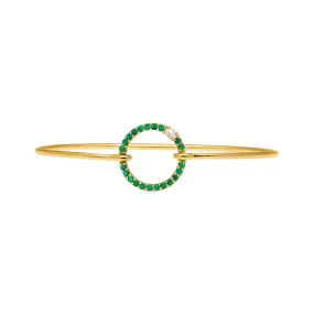 In Between Circles - Emerald 14k Gold Bangle Bracelet