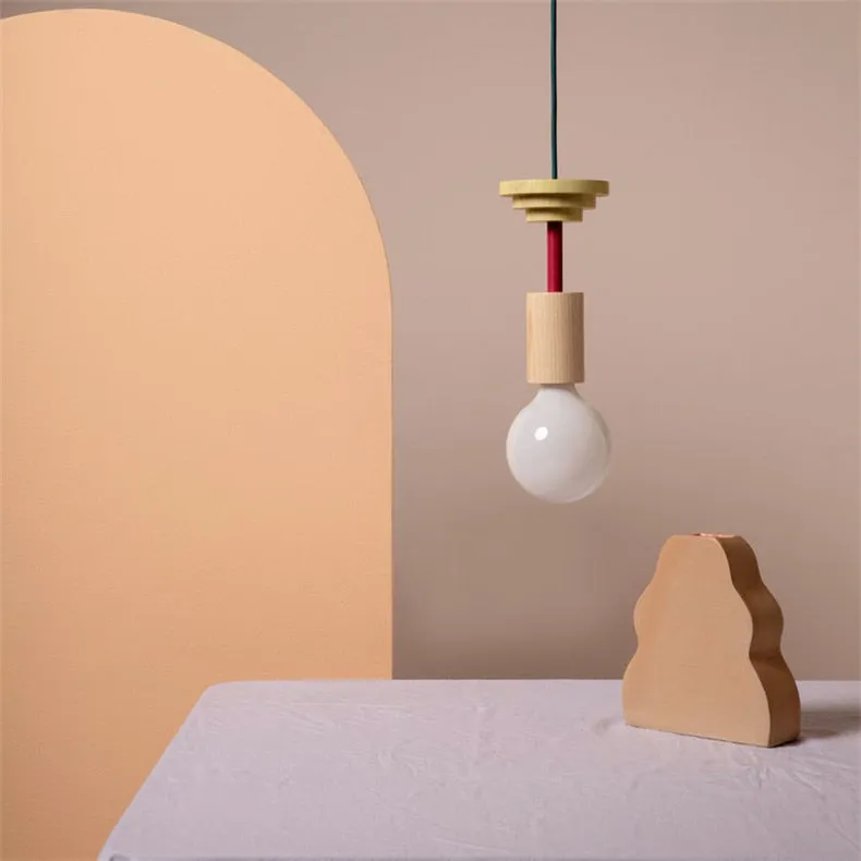 Jenga Colored Wood Blocks LED Pendant Light