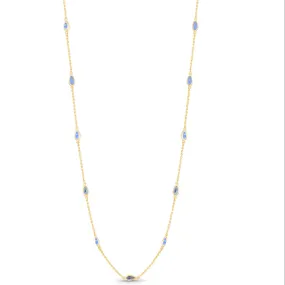 Labradorite Pear Shape Necklace In 18K Yellow Gold