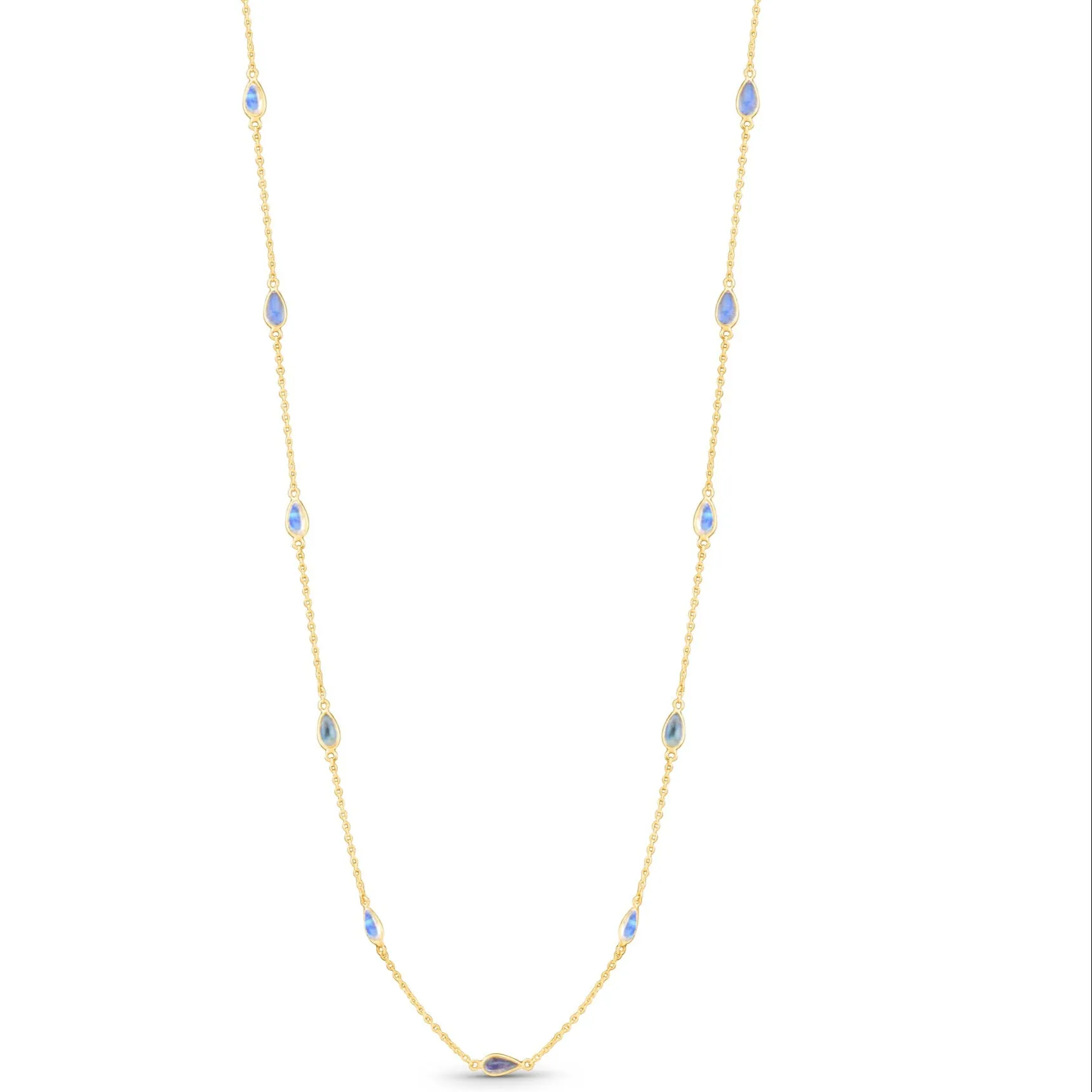 Labradorite Pear Shape Necklace In 18K Yellow Gold