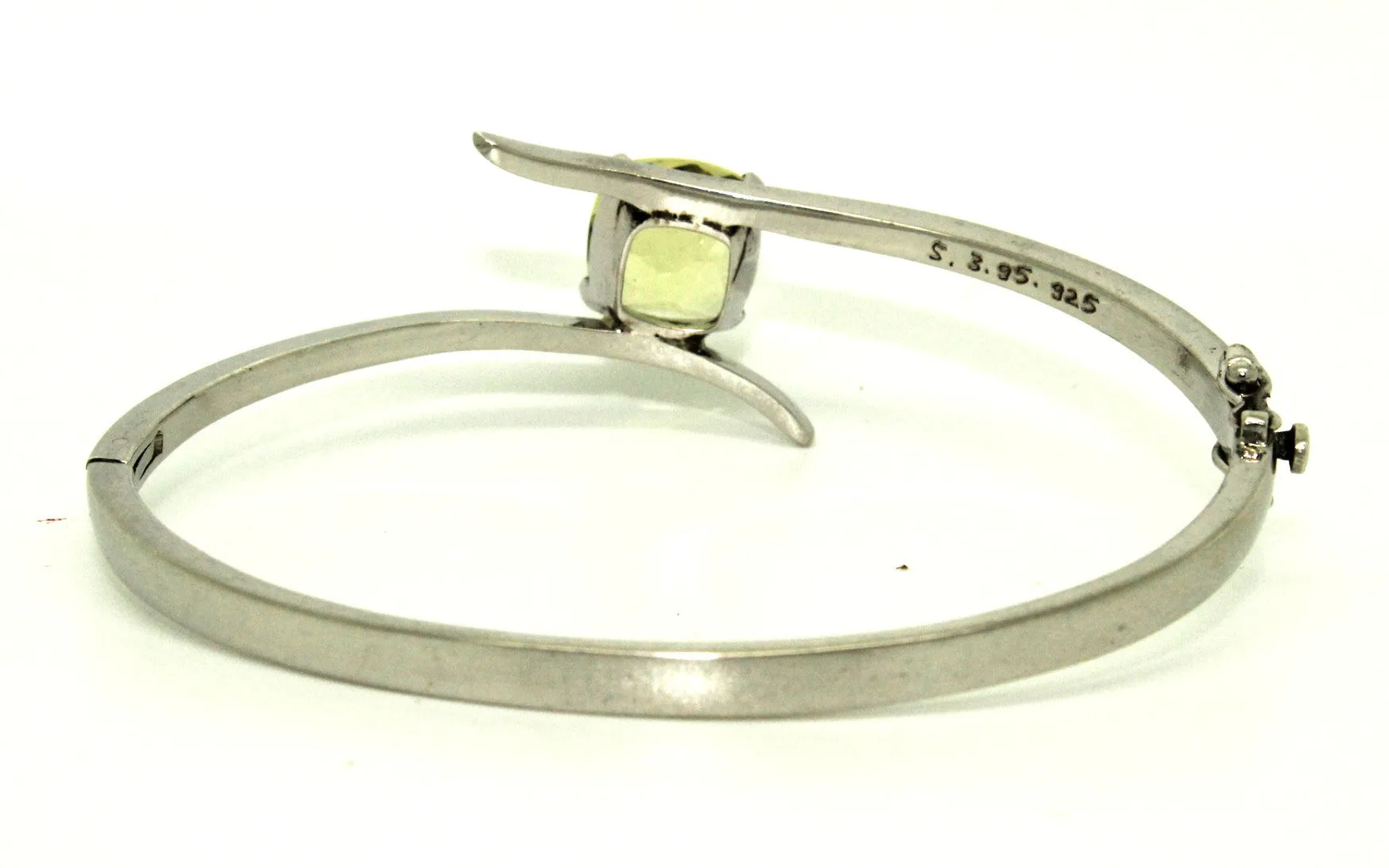 Lemon Topaz Cross Silver Bangle