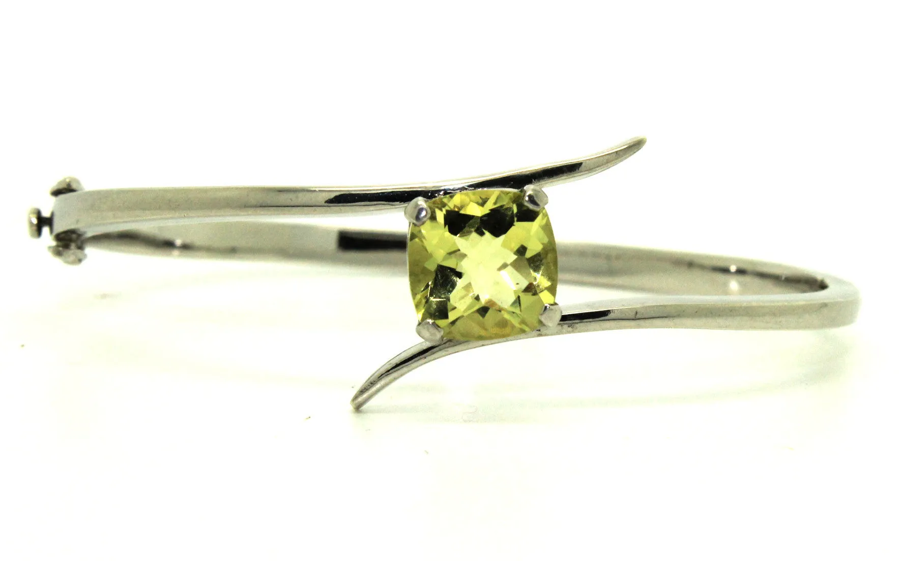 Lemon Topaz Cross Silver Bangle