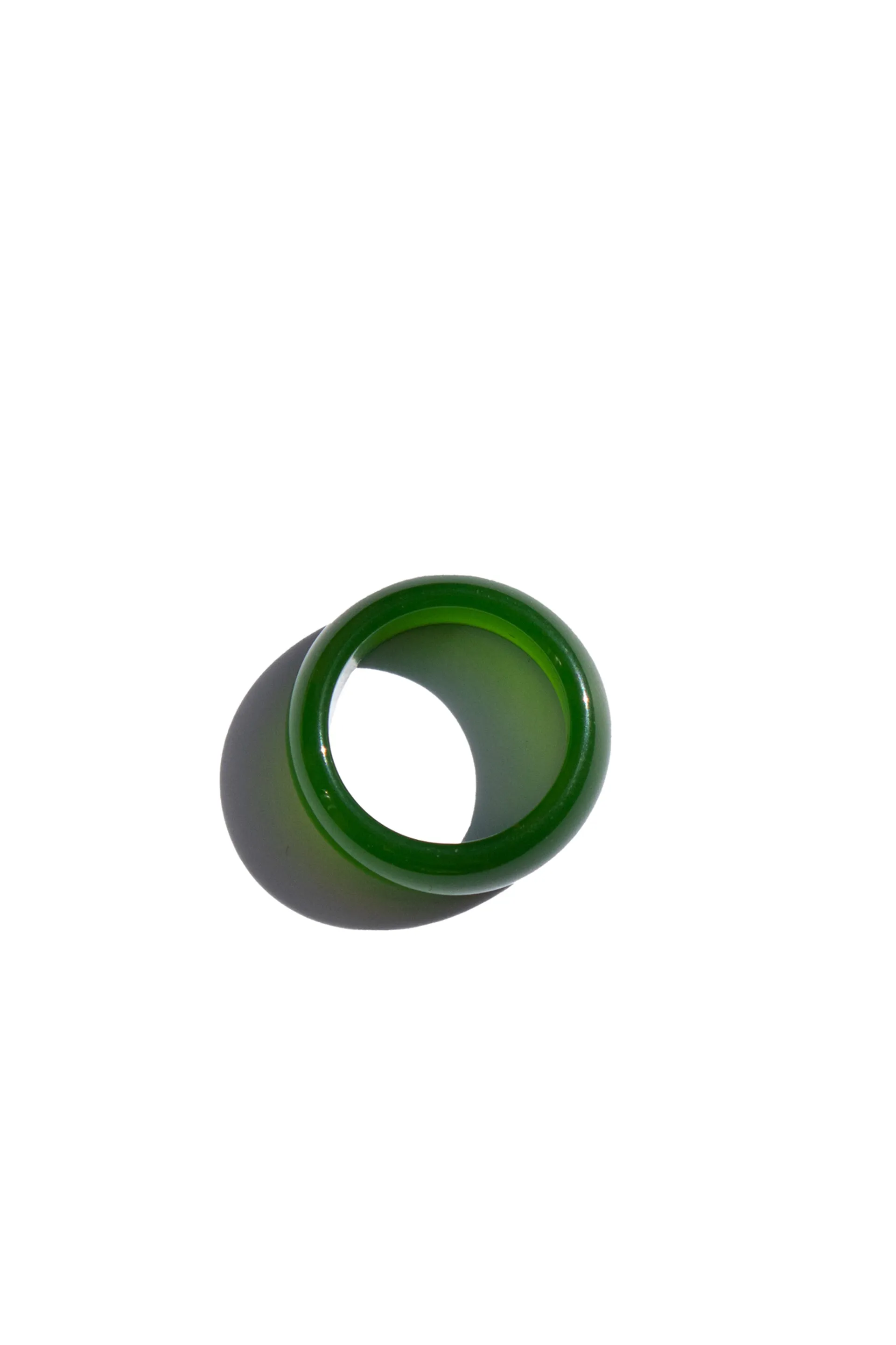 Lime — Dark green jade stone ring