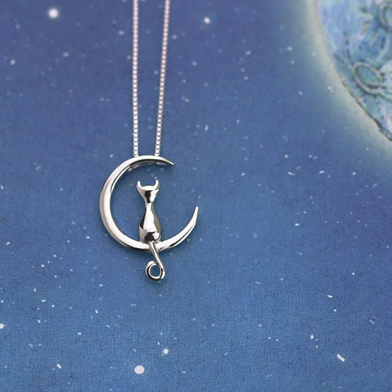 'Lucky Luna Cat' Necklace - 925 Sterling Silver