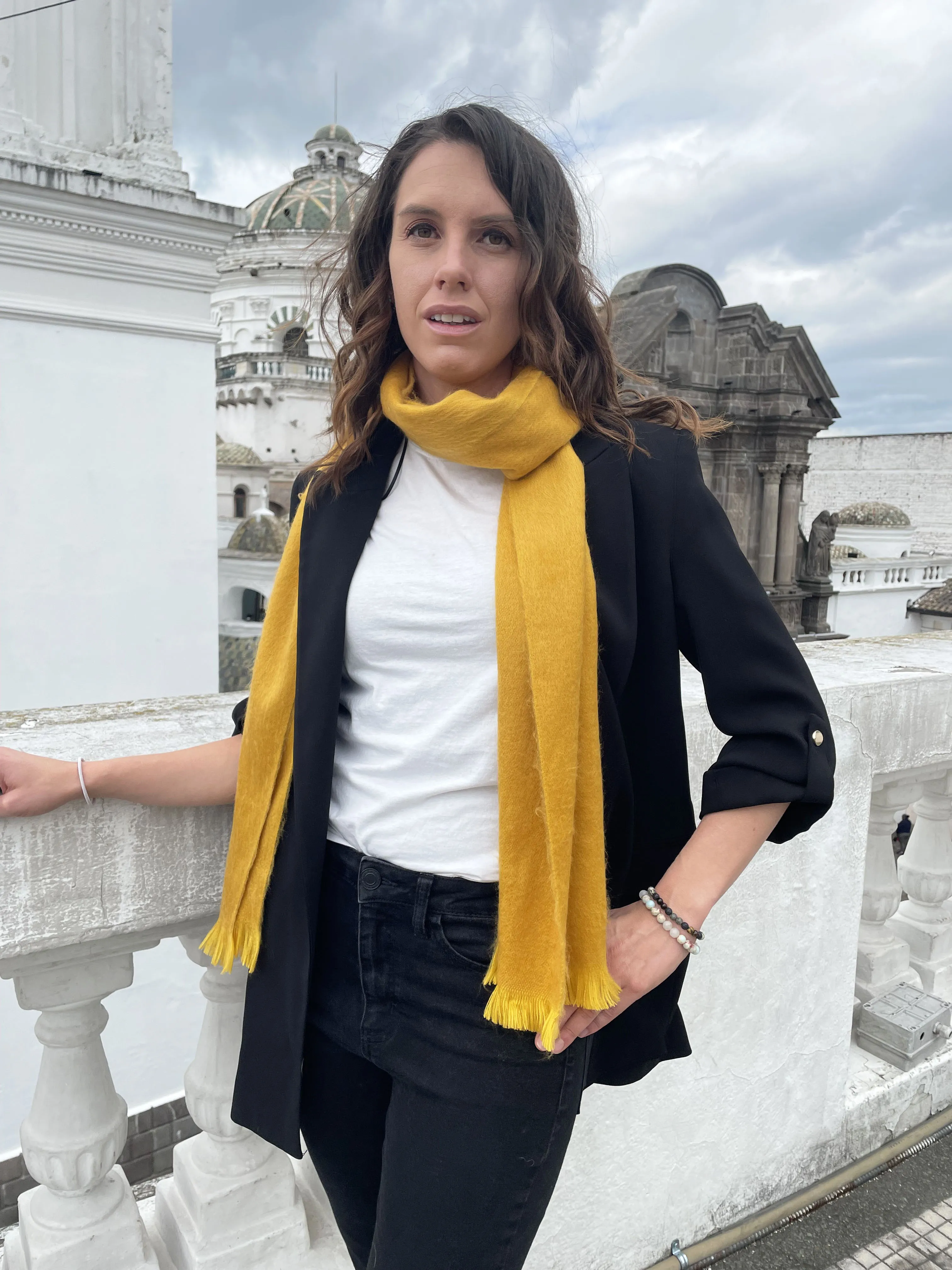 Luxury Chic Mustard Yellow Alpaca Fiber Scarf Alpaca Accessories
