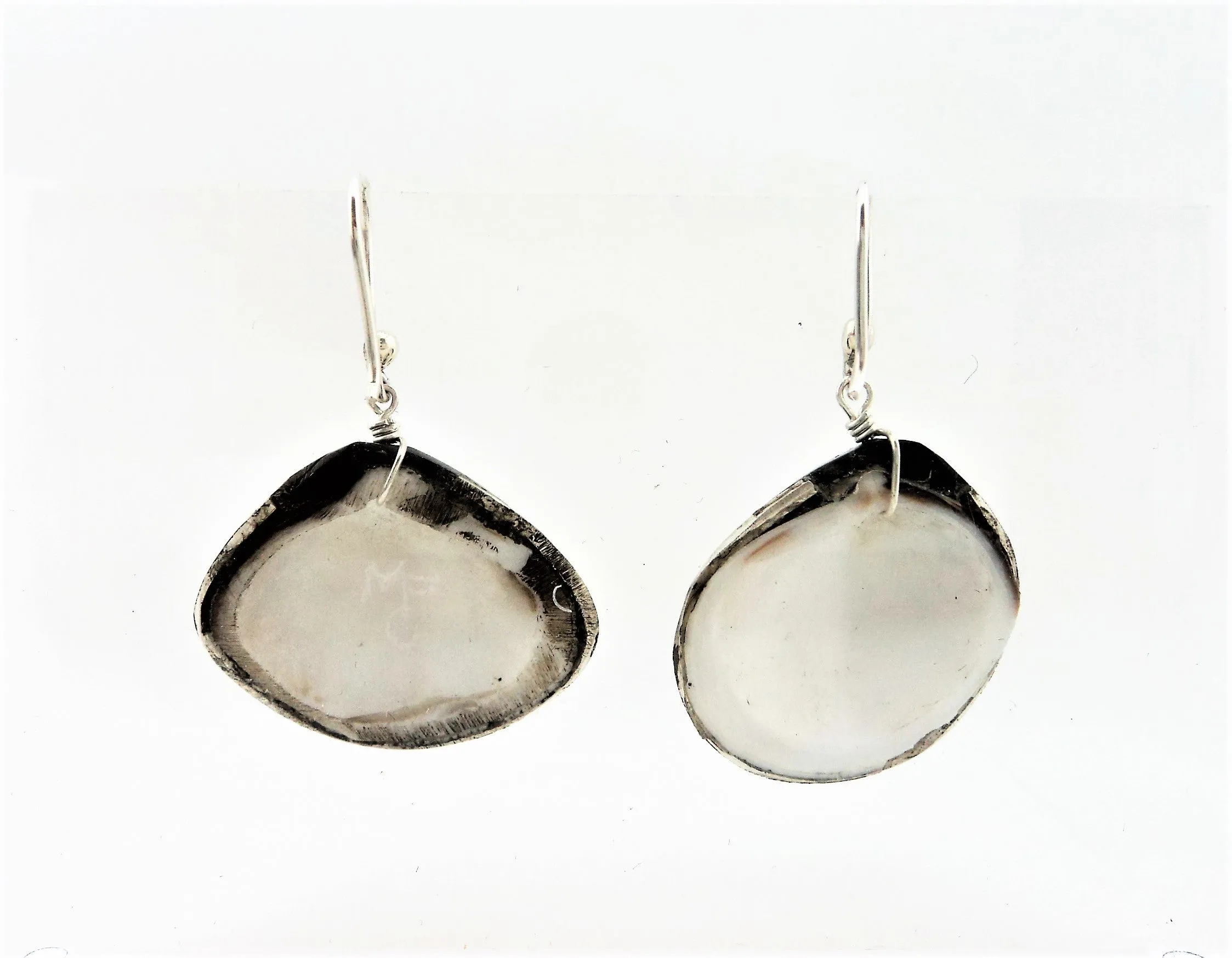 Mary Coriz Santo Domingo Black Jet Mosaic on Shell Earrings