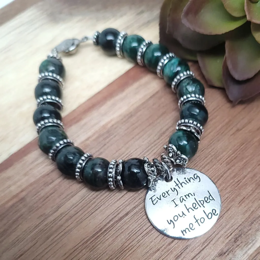 Mom's Innerjee Emerald Gemstone Beaded Bracelet