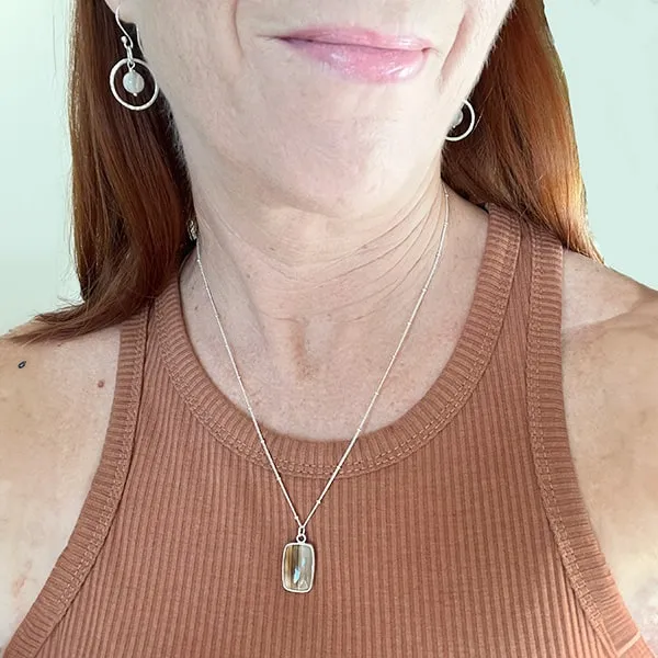 Moonstone & Sterling Silver Small Hoops
