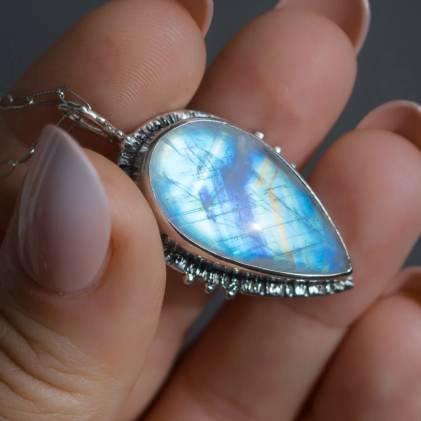 Moonstone Teardrop Silver Pendant