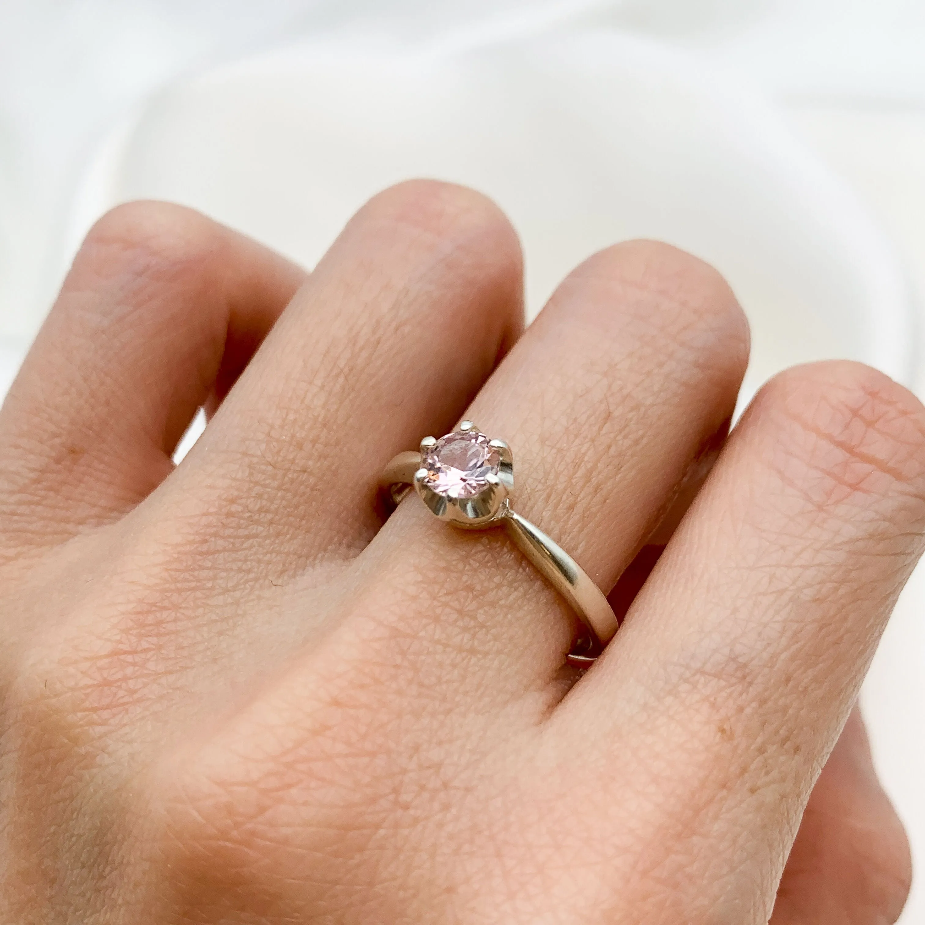 Morganite Ring - Pink Engagement Ring - Vintage Round Ring