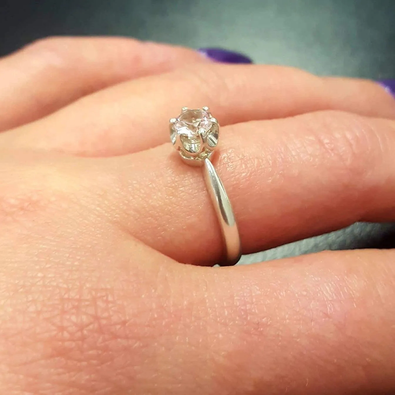 Morganite Ring - Pink Engagement Ring - Vintage Round Ring