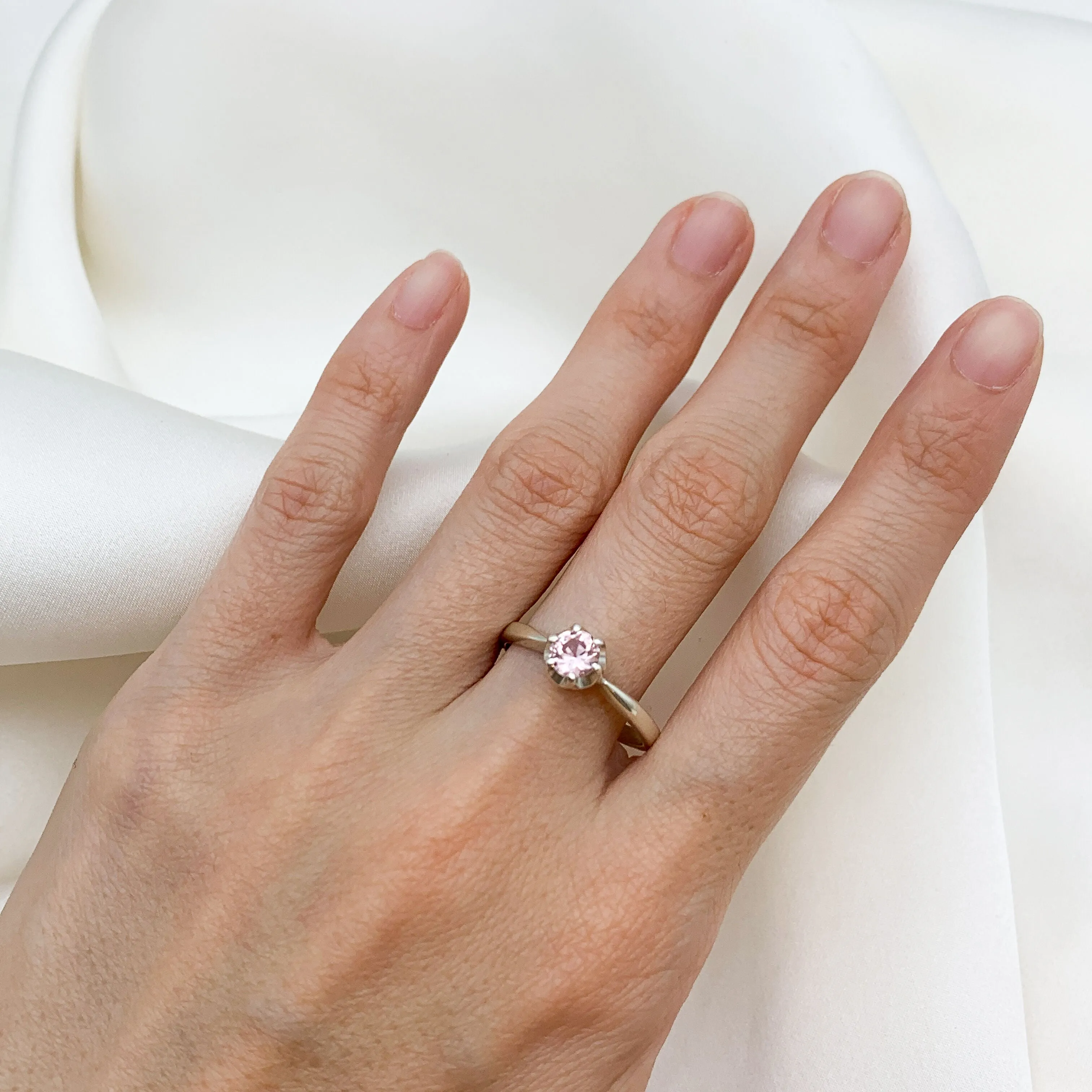 Morganite Ring - Pink Engagement Ring - Vintage Round Ring